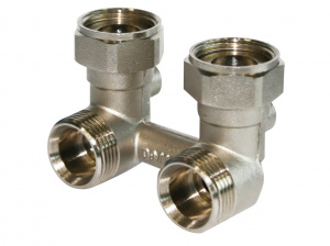 Узел нижнего подключения угловой для двухтрубных систем 3/4